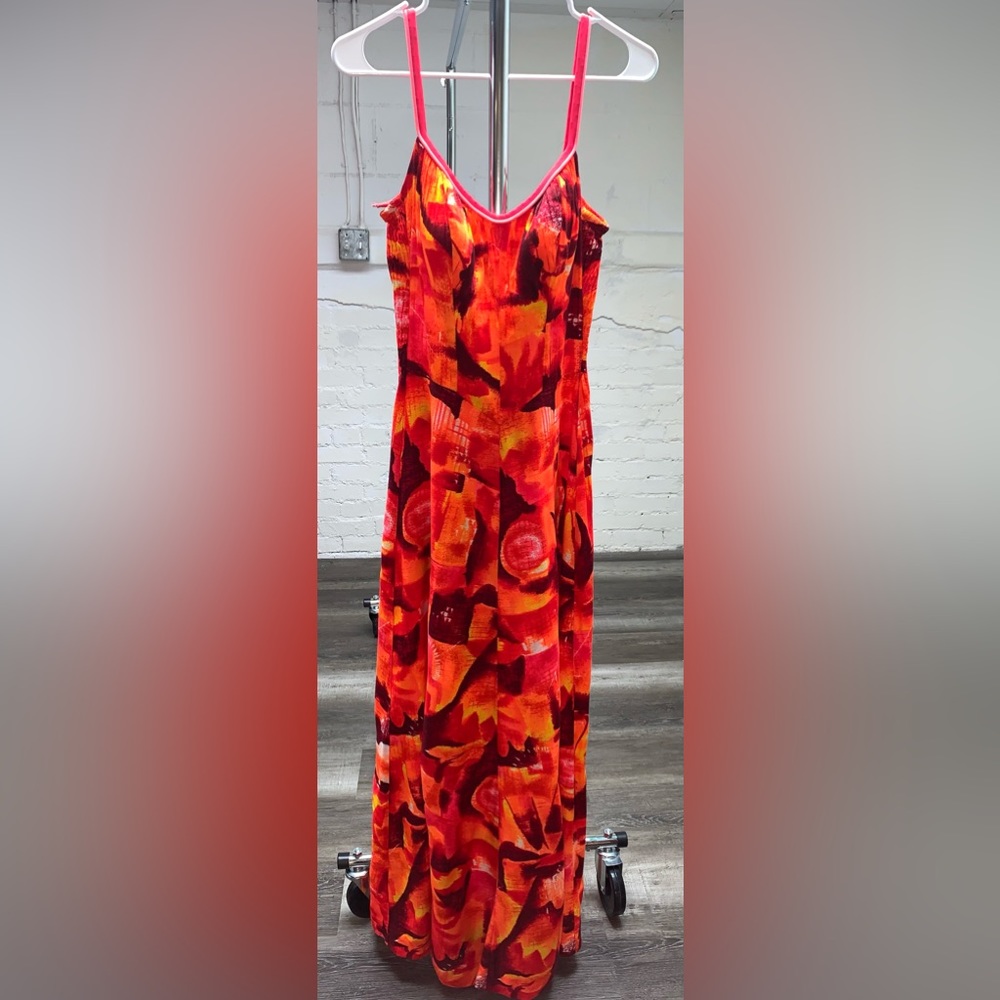 Vintage 1970s DeWeese Design Orange Maxi Sundress